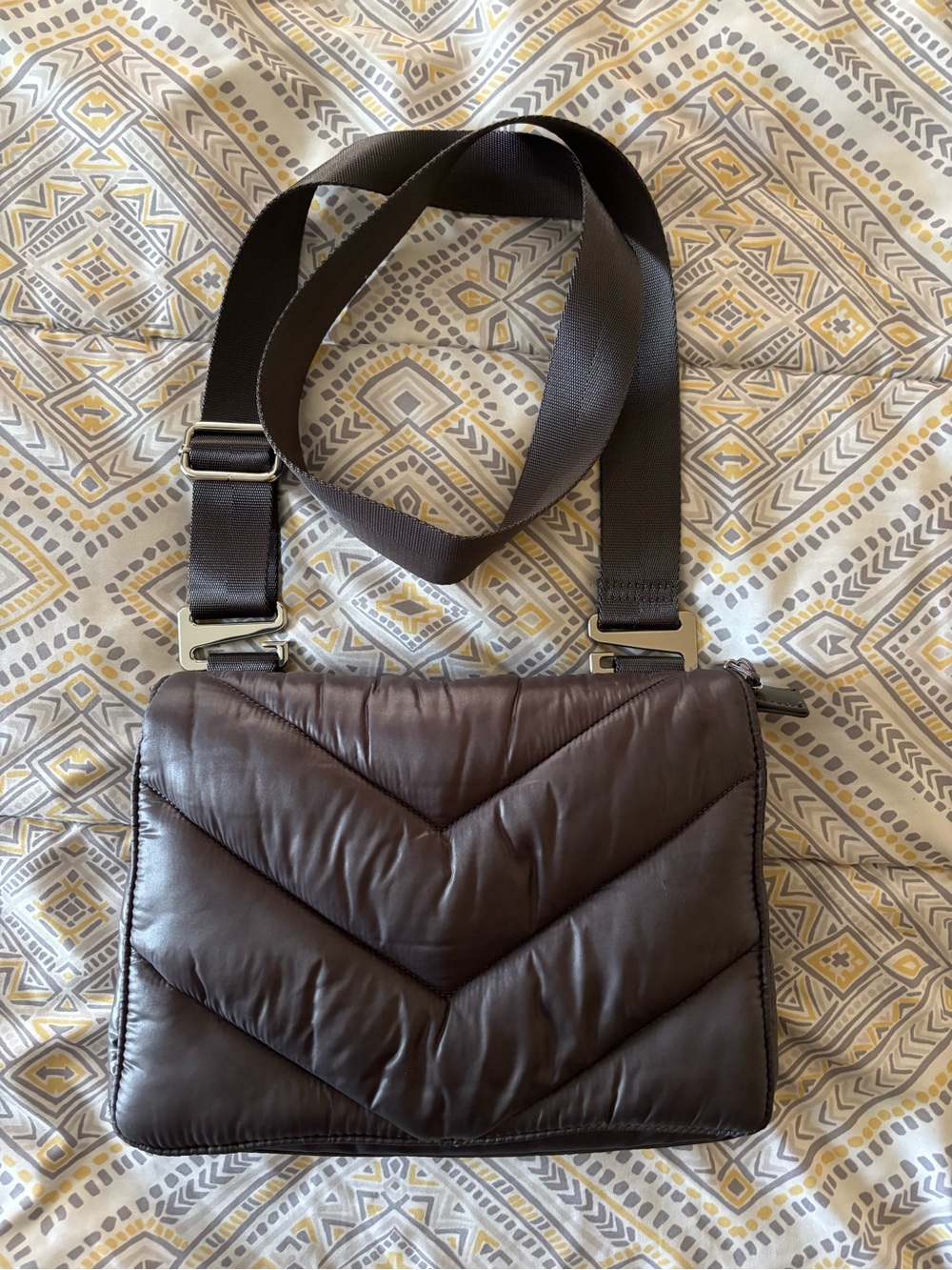 Athleta Quilted Dark Gray Crossbody Bag